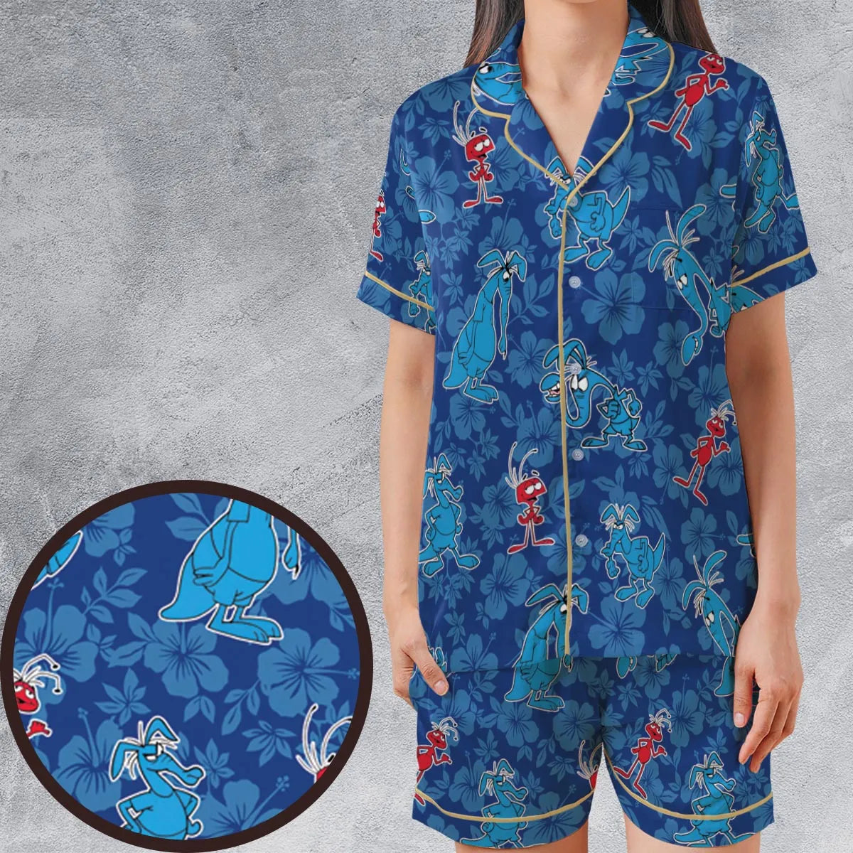 Satin Short-Sleeve Pajamas Set - P1CMGCRJ
