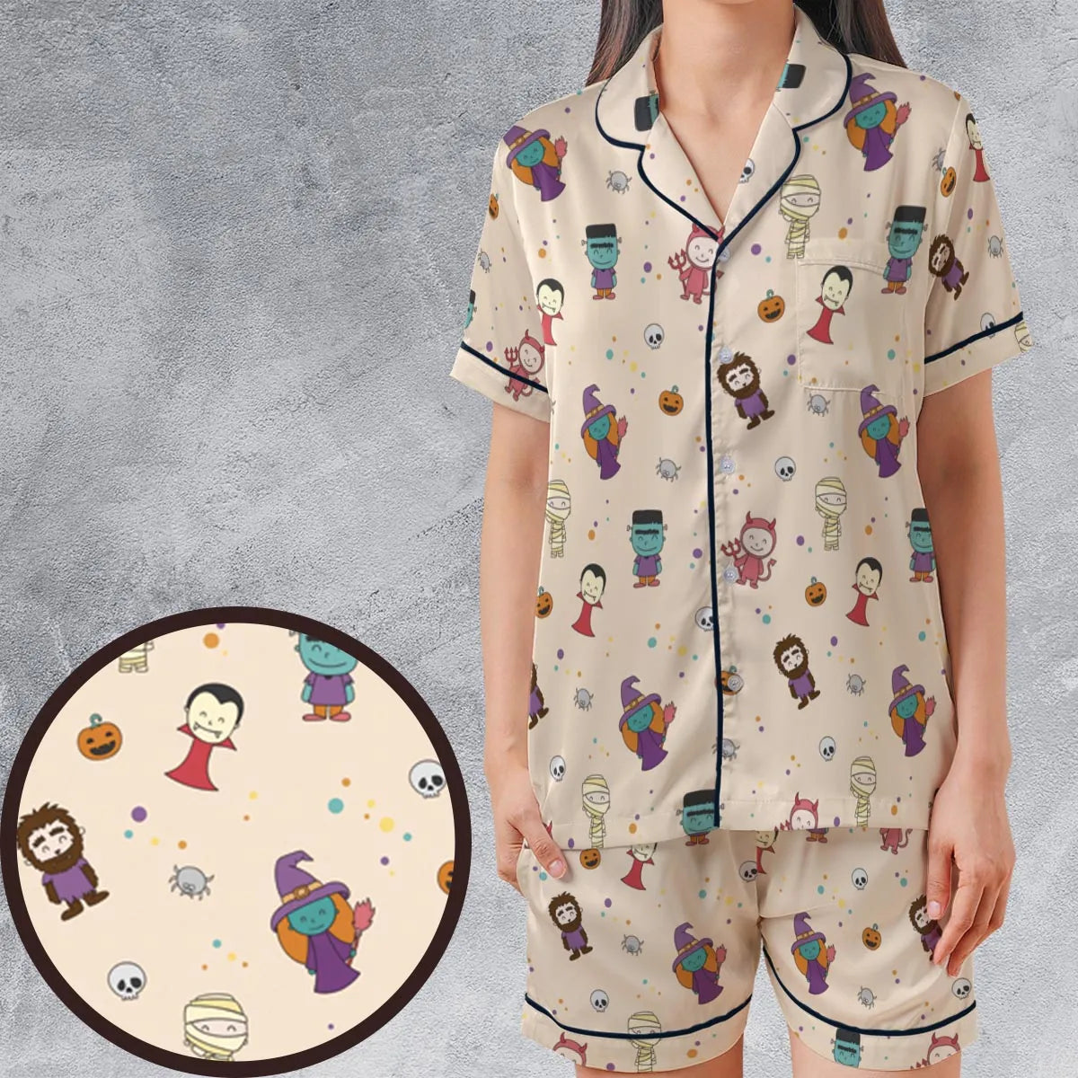 Satin Short-Sleeve Pajamas Set - 2A17J117