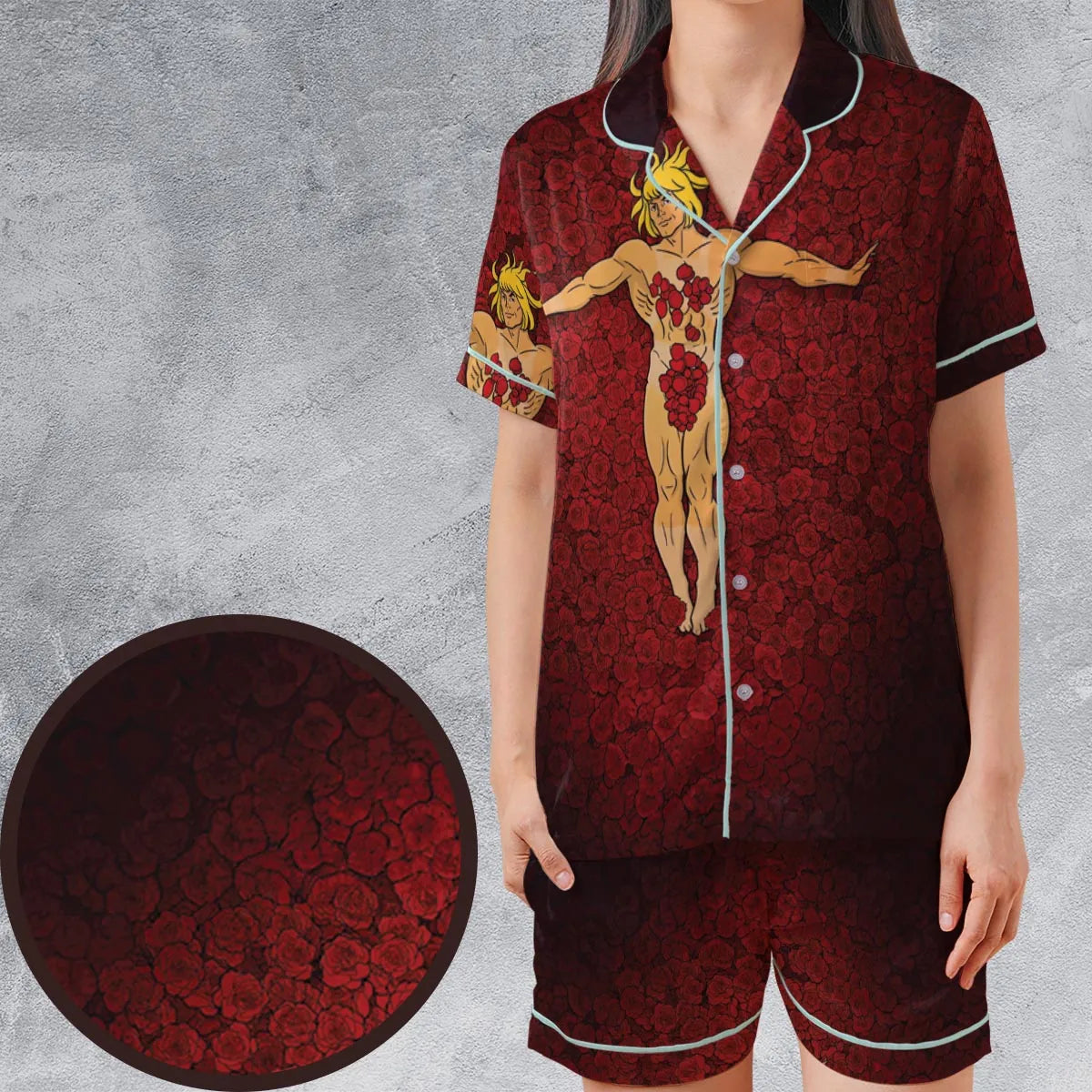 Satin Short-Sleeve Pajamas Set - 8HZF1H61