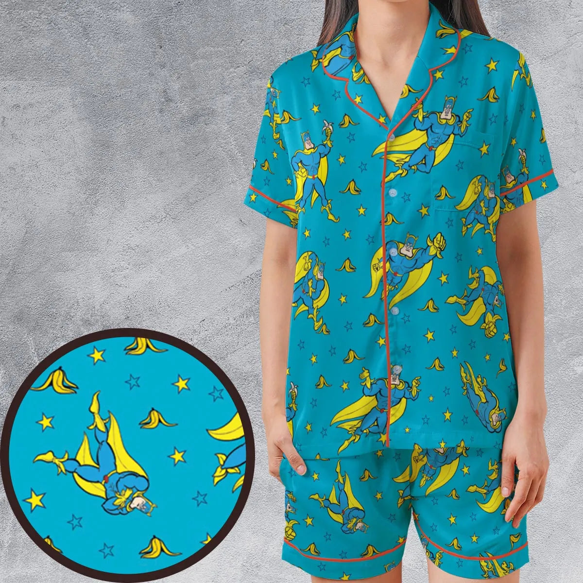 Satin Short-Sleeve Pajamas Set - XL98Q2DX