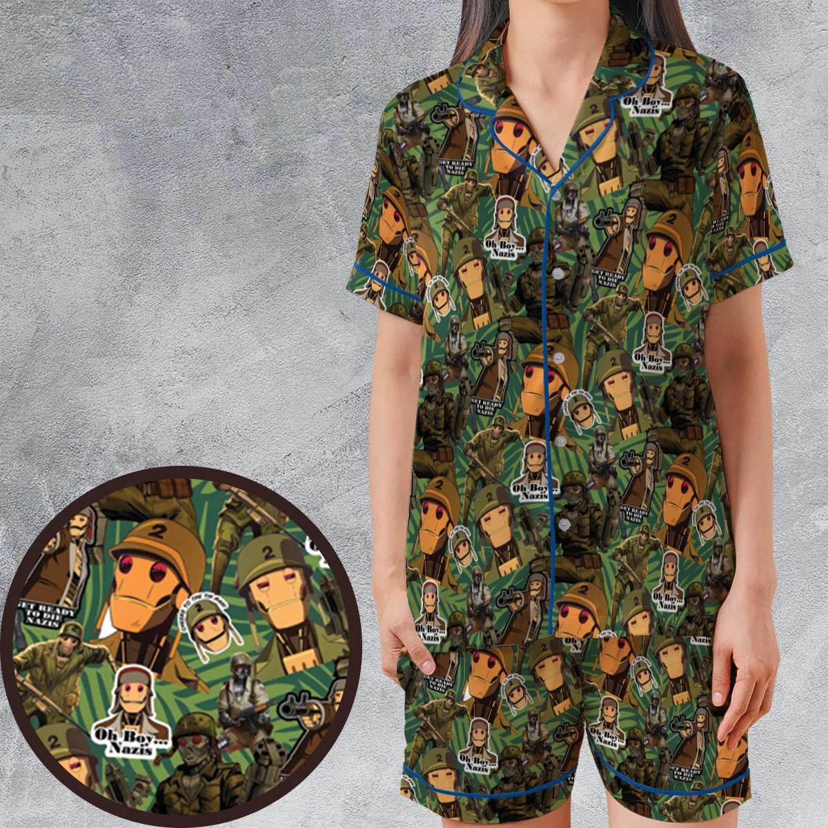 Satin Short-Sleeve Pajamas Set - 8HD95CTE