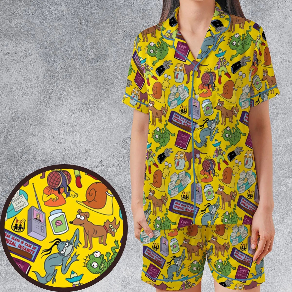 Satin Short-Sleeve Pajamas Set - Z99QXHX6