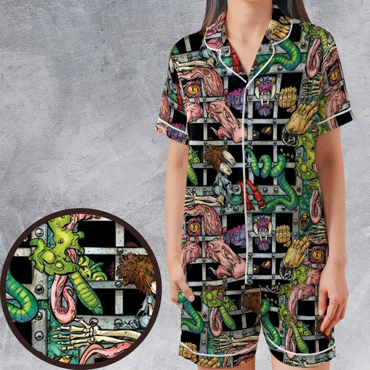 Satin Short-Sleeve Pajamas Set - 4JRQJY78