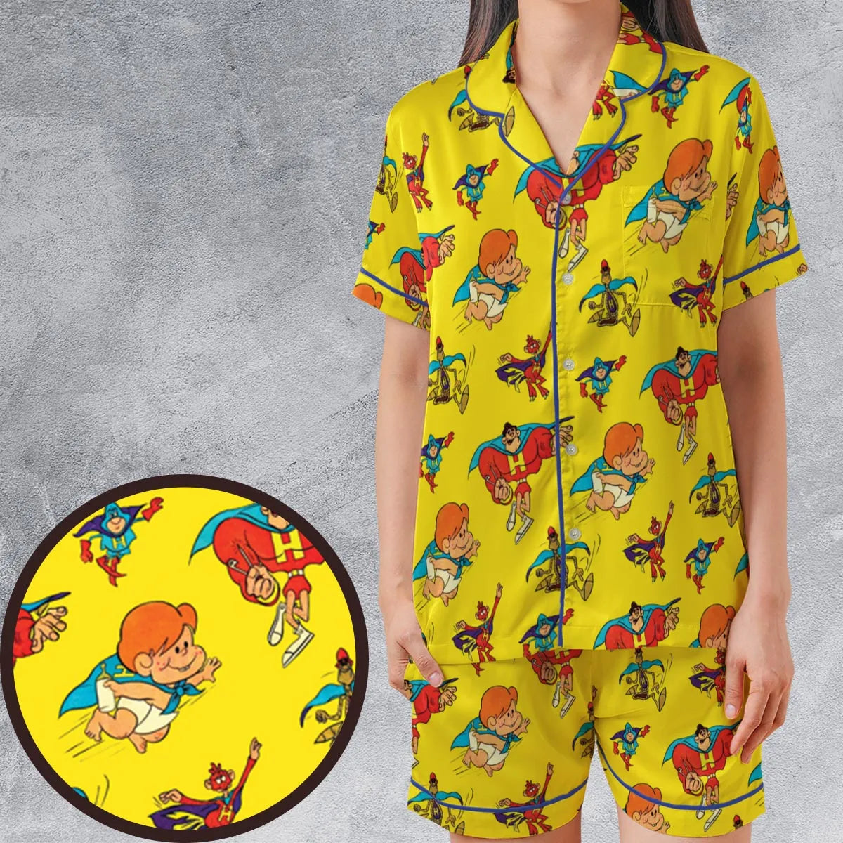 Satin Short-Sleeve Pajamas Set - XB4K9FKU