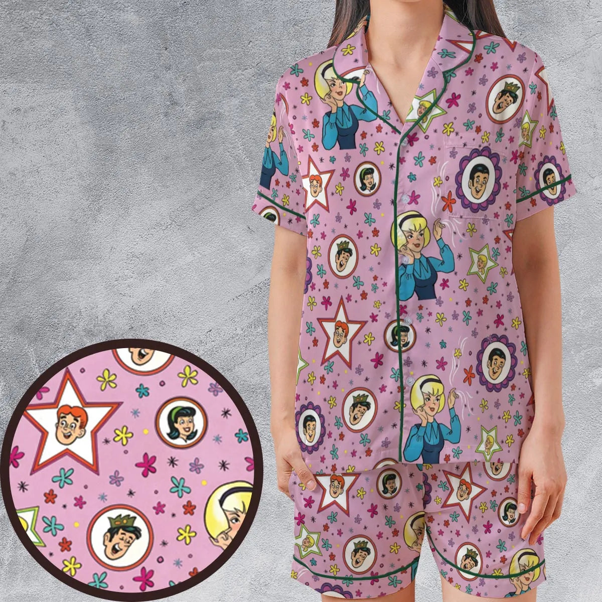 Satin Short-Sleeve Pajamas Set - YWWZE8HW