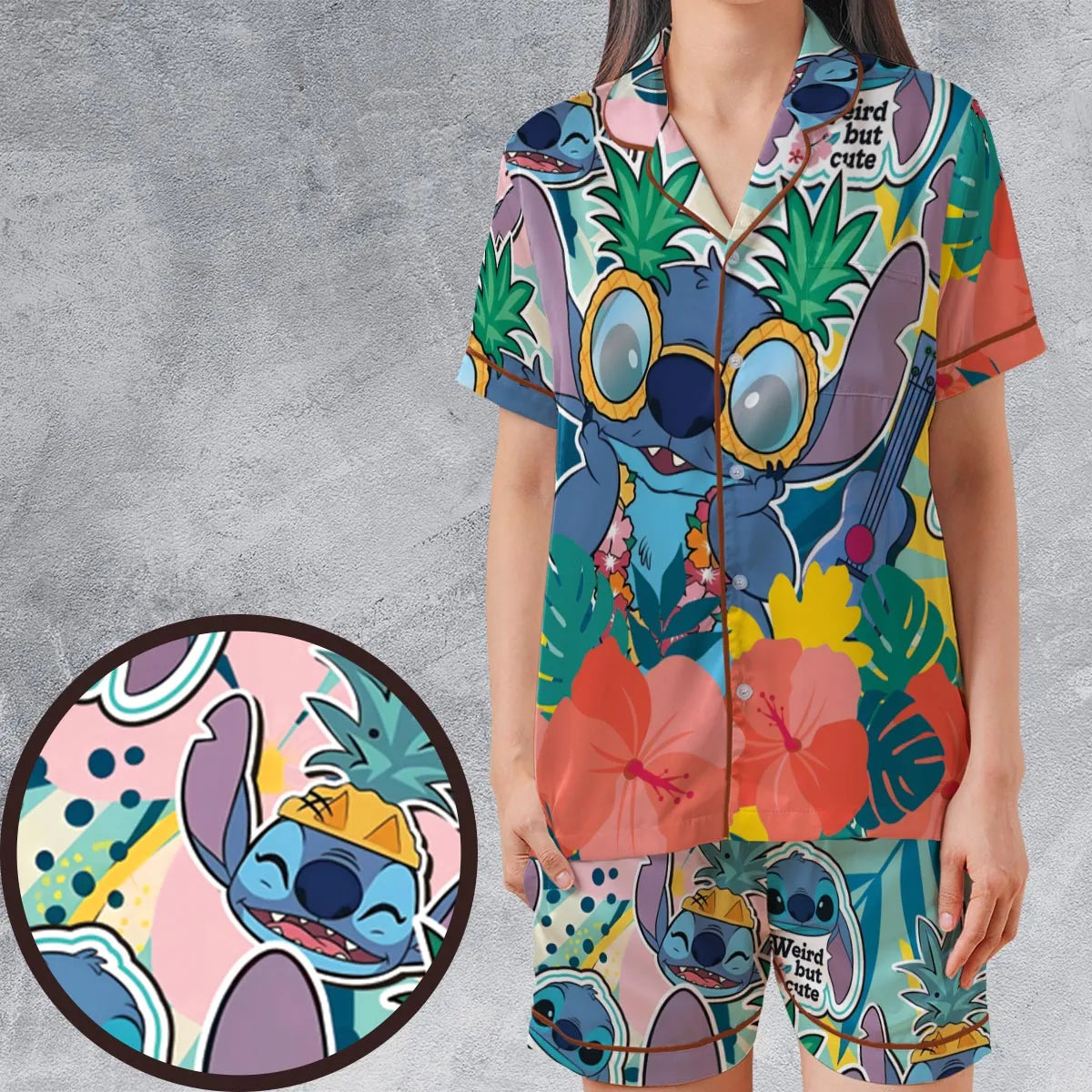 Satin Short-Sleeve Pajamas Set - 6JJCYFSB