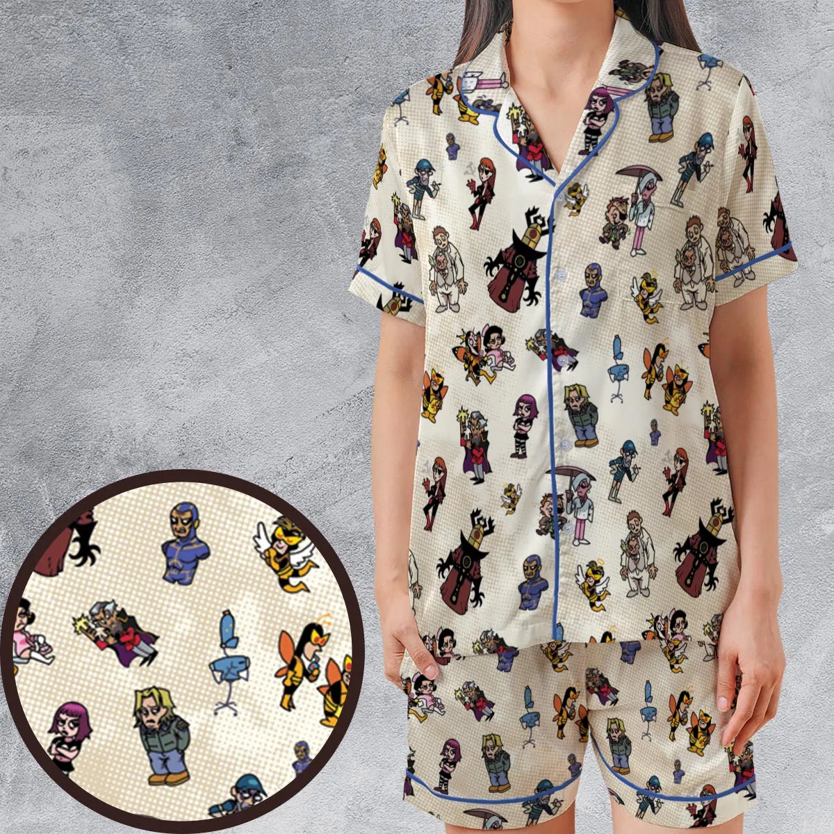 Satin Short-Sleeve Pajamas Set - 2Q9ZFYXK