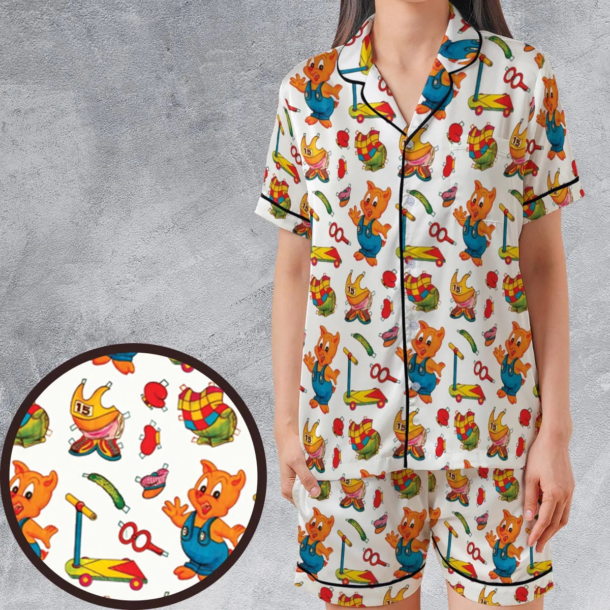 Satin Short-Sleeve Pajamas Set - 9U1VCX3U