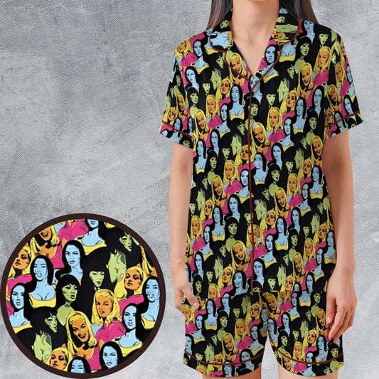 Satin Short-Sleeve Pajamas Set - CVL145ES