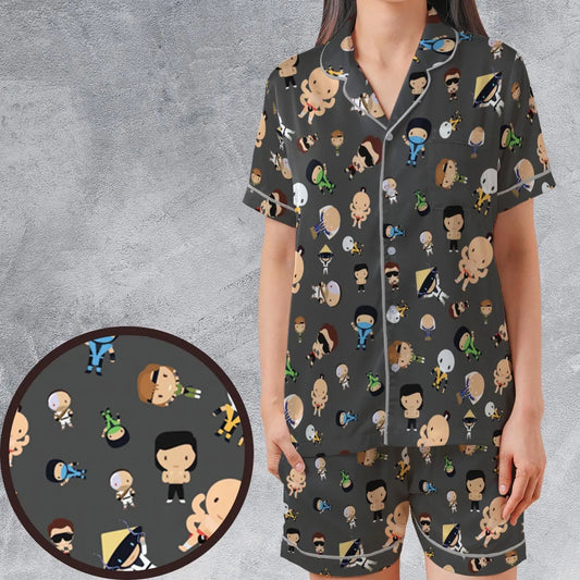 Satin Short-Sleeve Pajamas Set - M9C41Y14