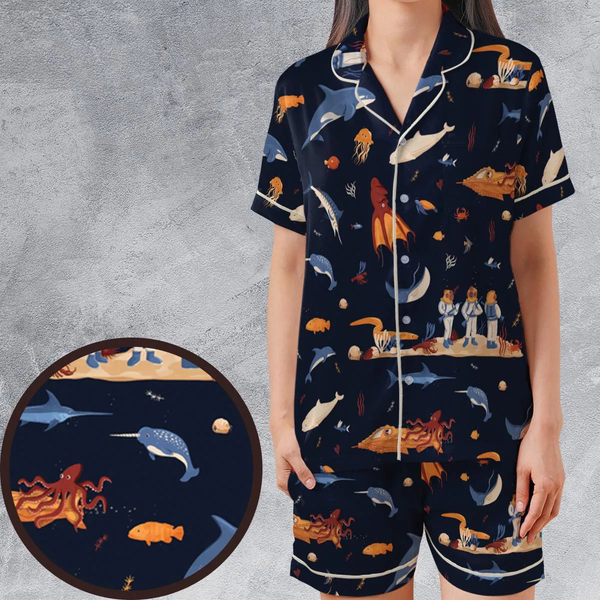 Satin Short-Sleeve Pajamas Set - 3Y2HRFVG