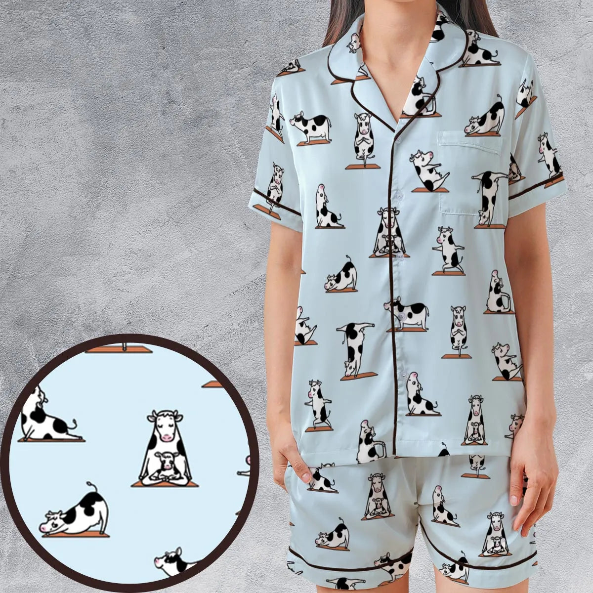 Satin Short-Sleeve Pajamas Set - F8356YDF