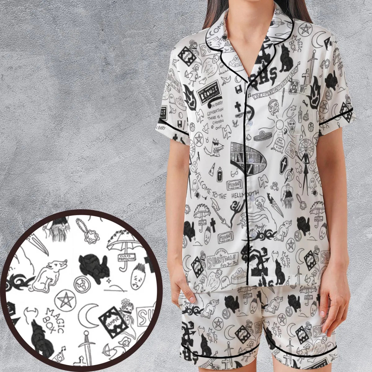 Satin Short-Sleeve Pajamas Set - N31KBBSV