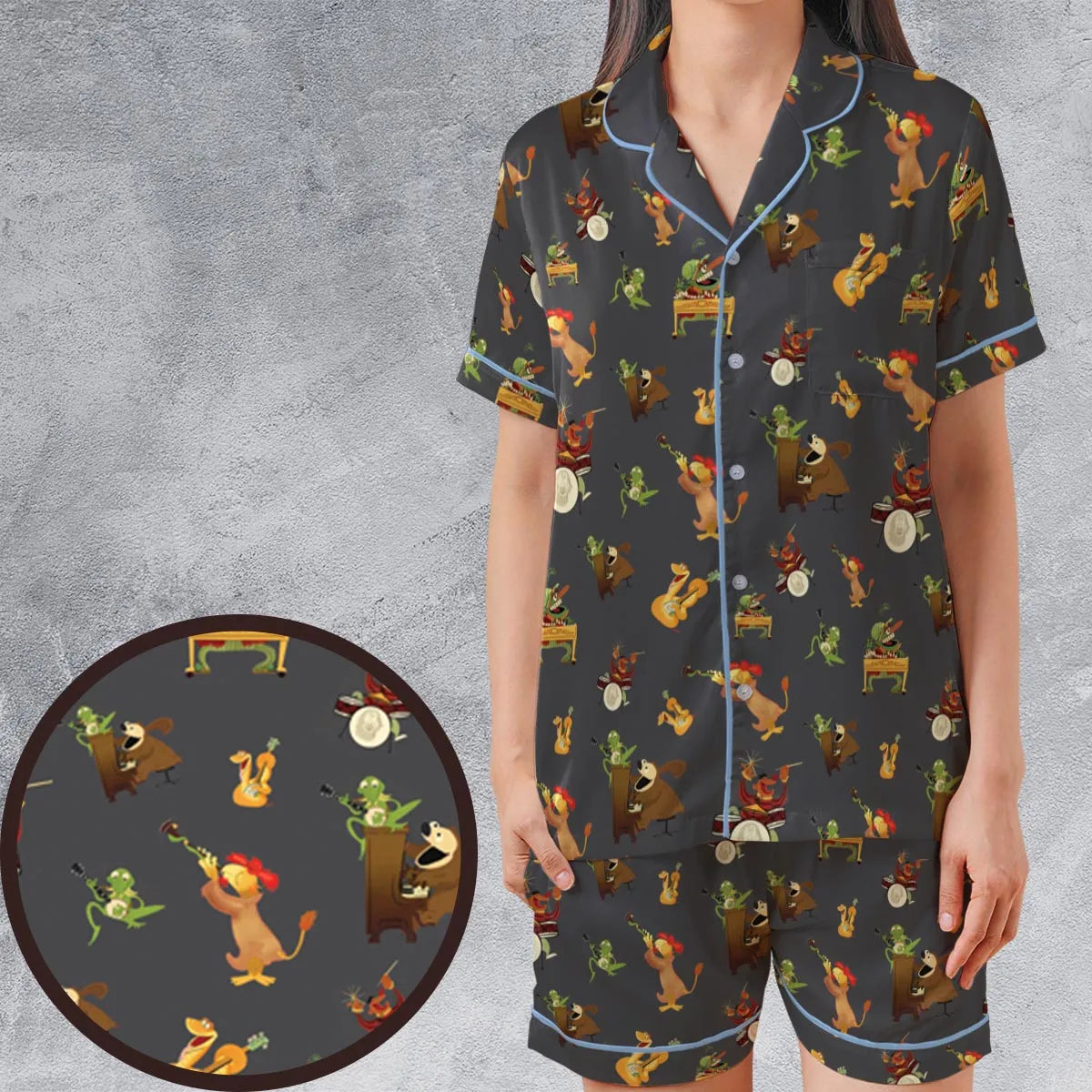 Satin Short-Sleeve Pajamas Set - LDGFCTVP