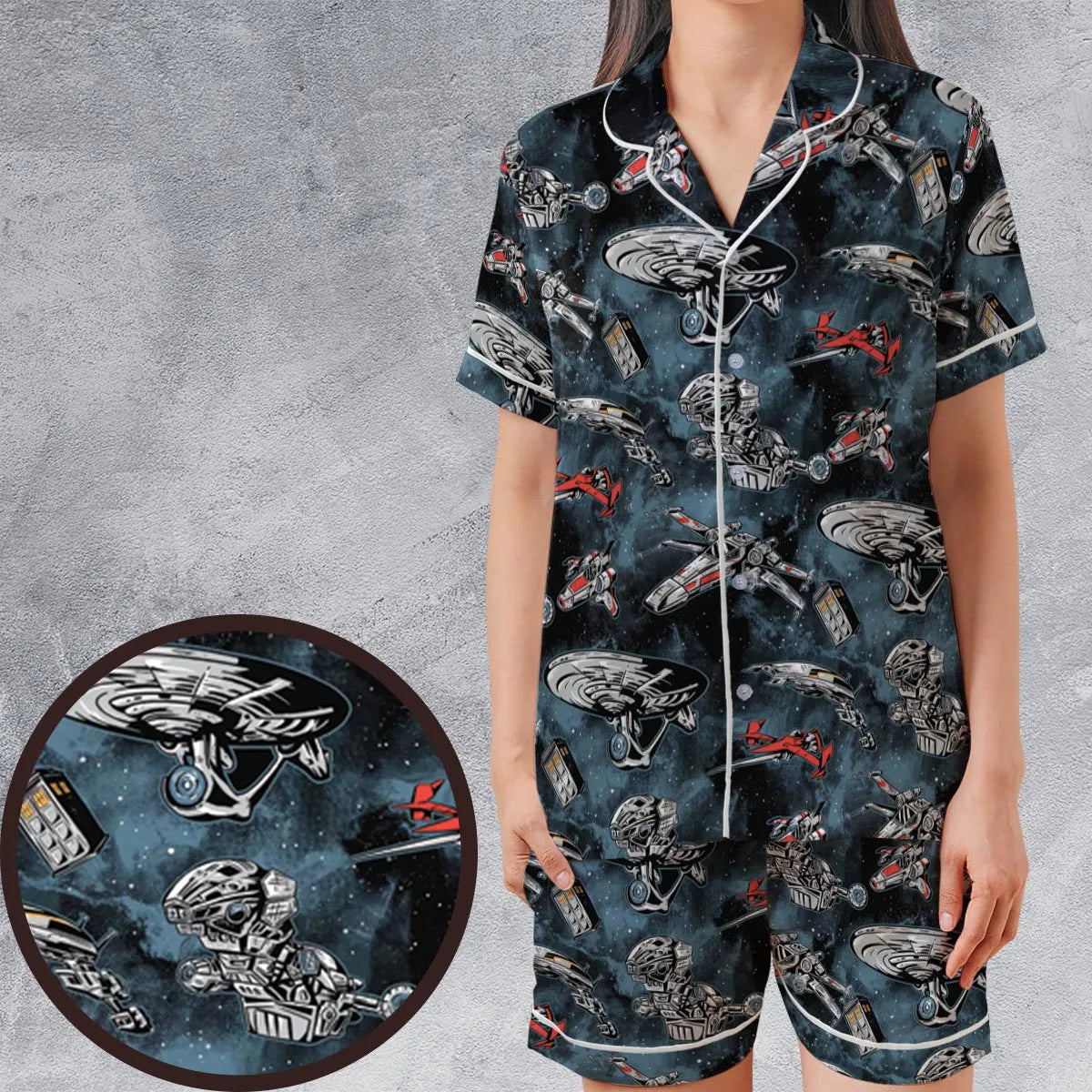 Satin Short-Sleeve Pajamas Set - GC4HJKQC