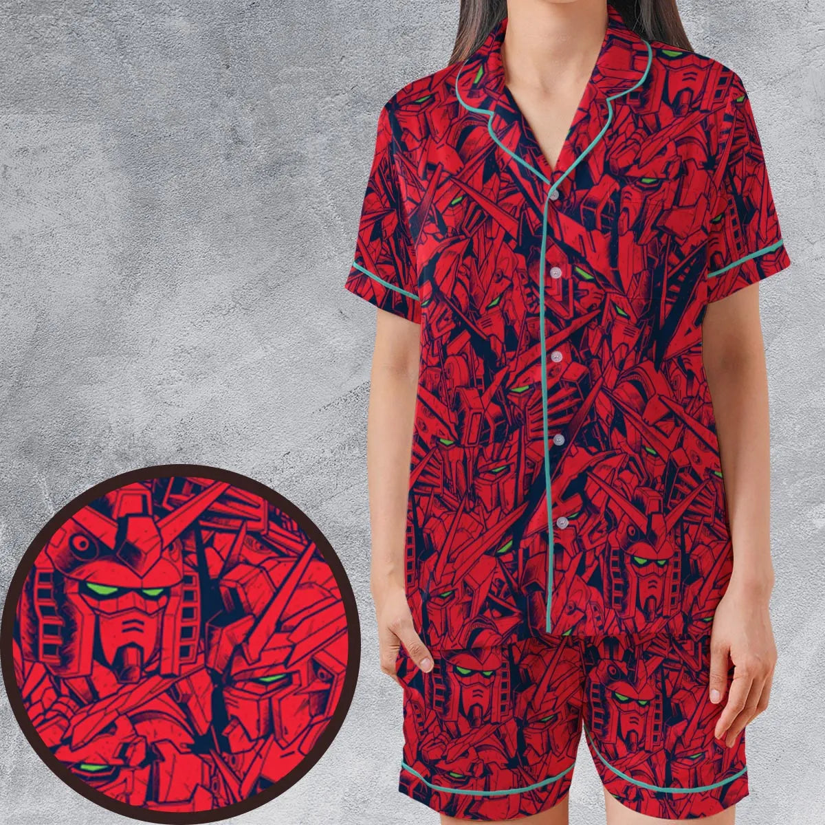 Satin Short-Sleeve Pajamas Set - Z8E6F833