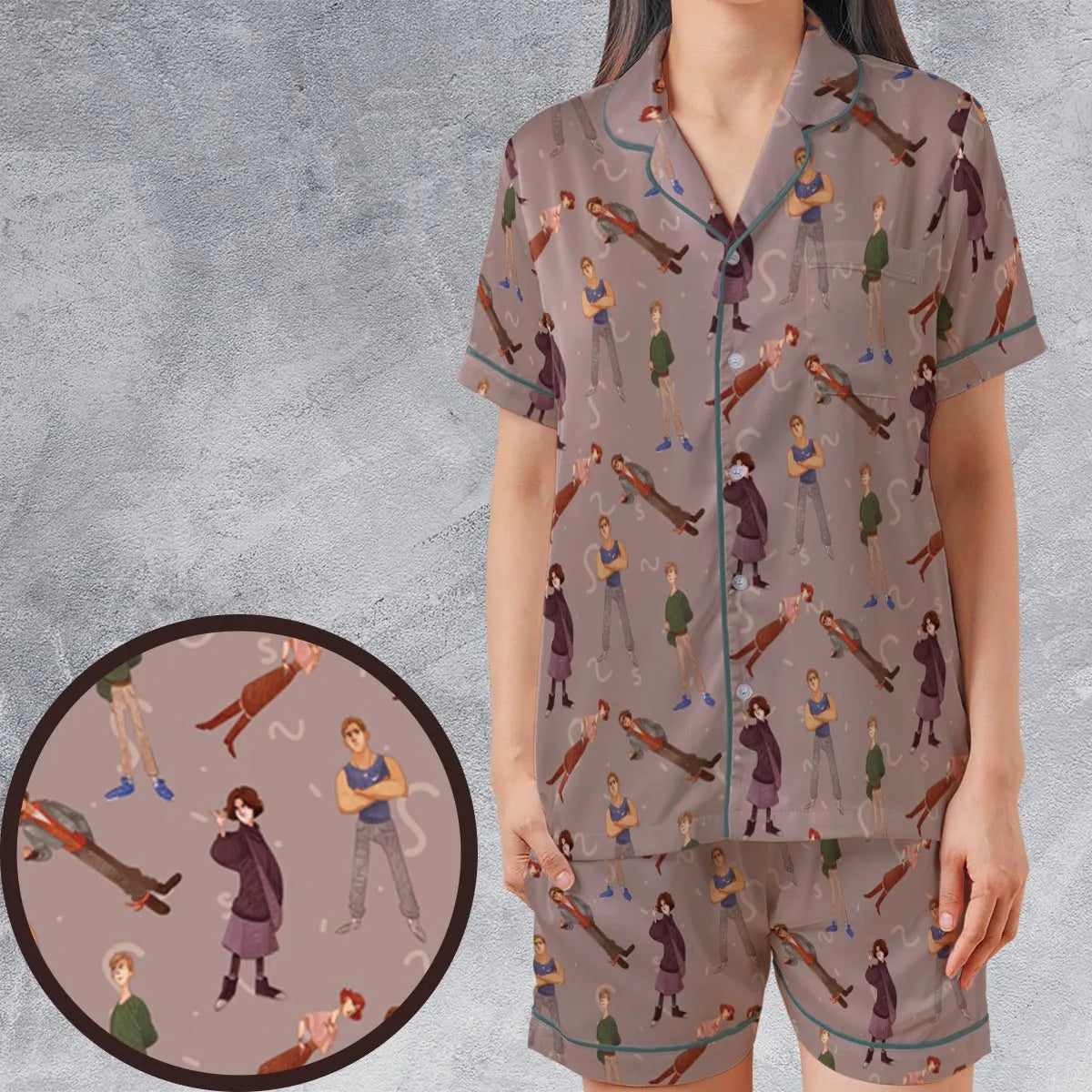 Satin Short-Sleeve Pajamas Set - XCAZJVBL