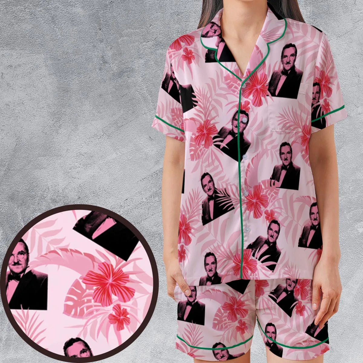 Satin Short-Sleeve Pajamas Set - XBQBD4JK