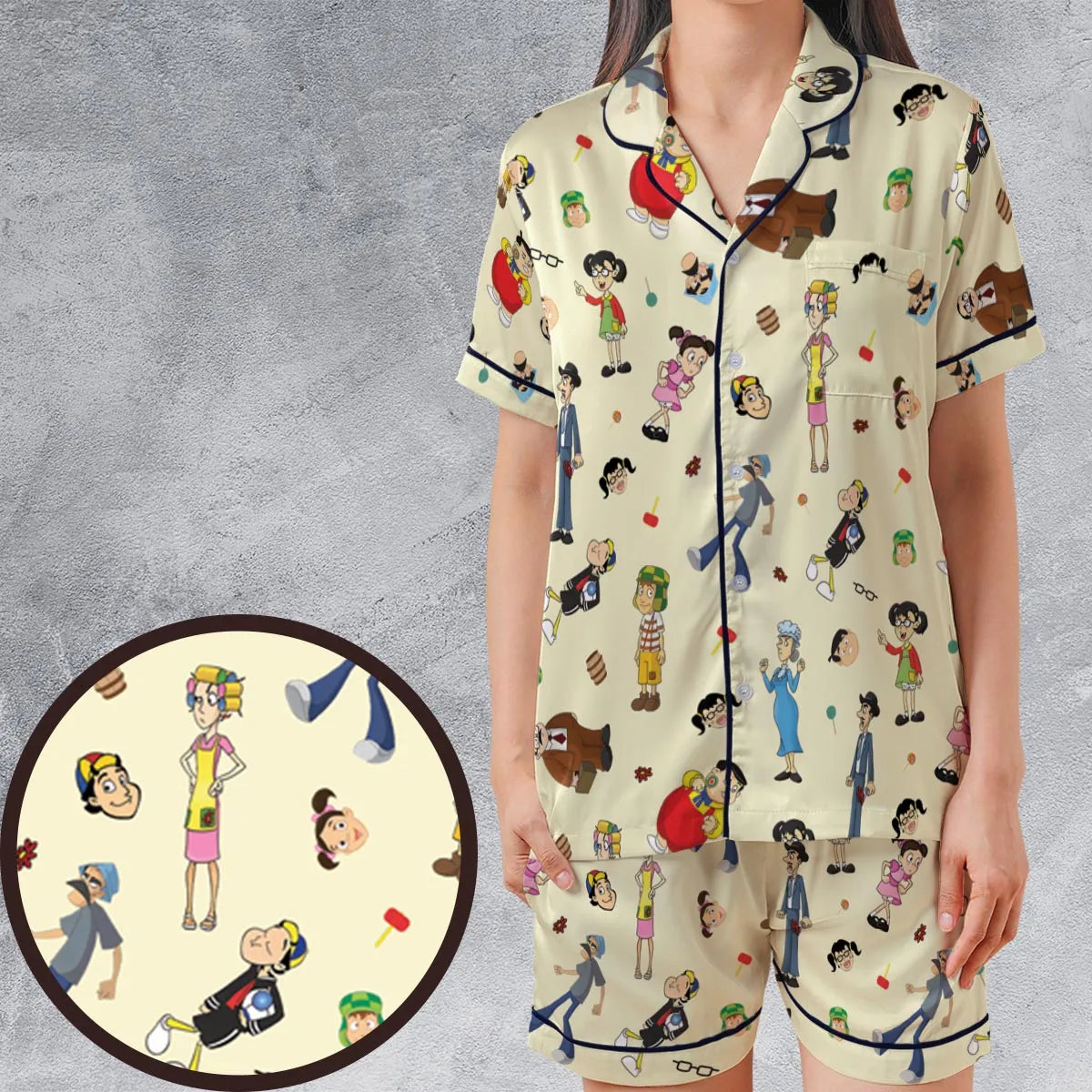 Satin Short-Sleeve Pajamas Set - AR5LM7YY