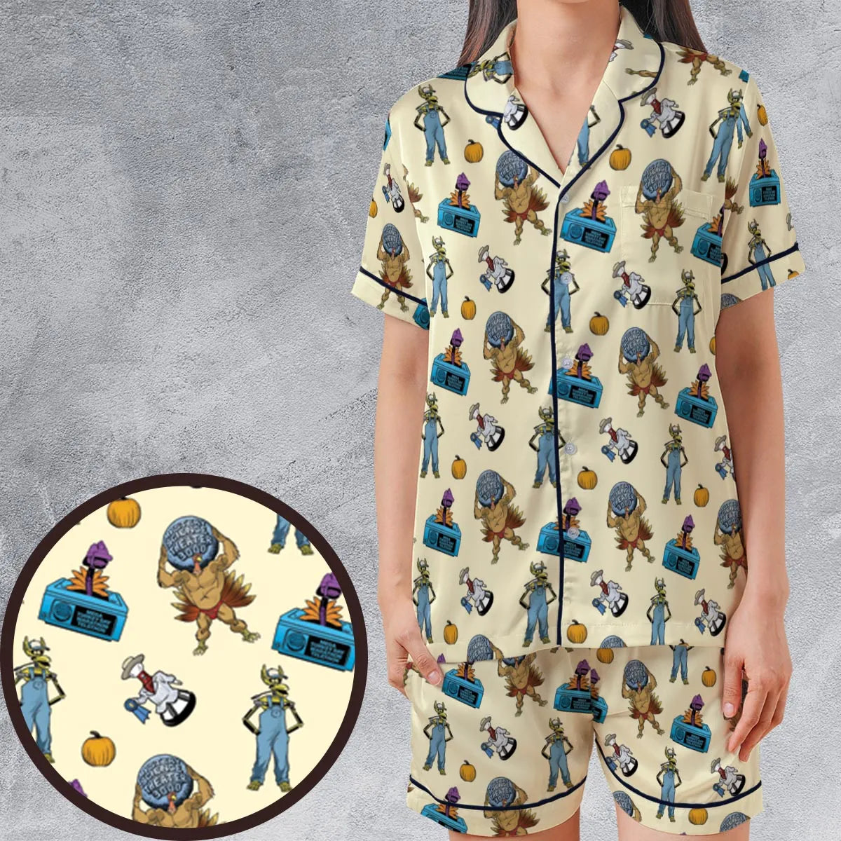Satin Short-Sleeve Pajamas Set - UFGTH4JZ