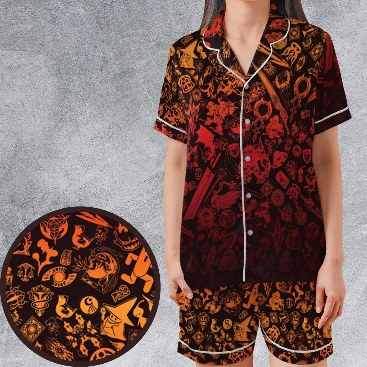 Satin Short-Sleeve Pajamas Set - F1J97VEZ