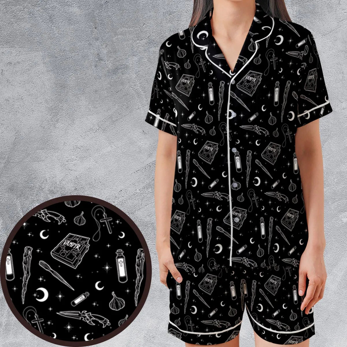 Satin Short-Sleeve Pajamas Set - 6XX3ADUH