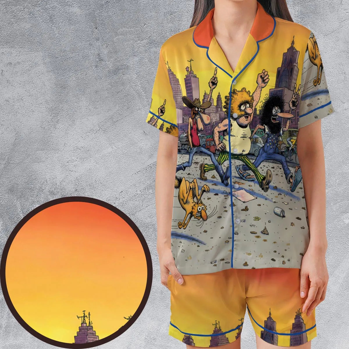 Satin Short-Sleeve Pajamas Set - VT3MEBG9