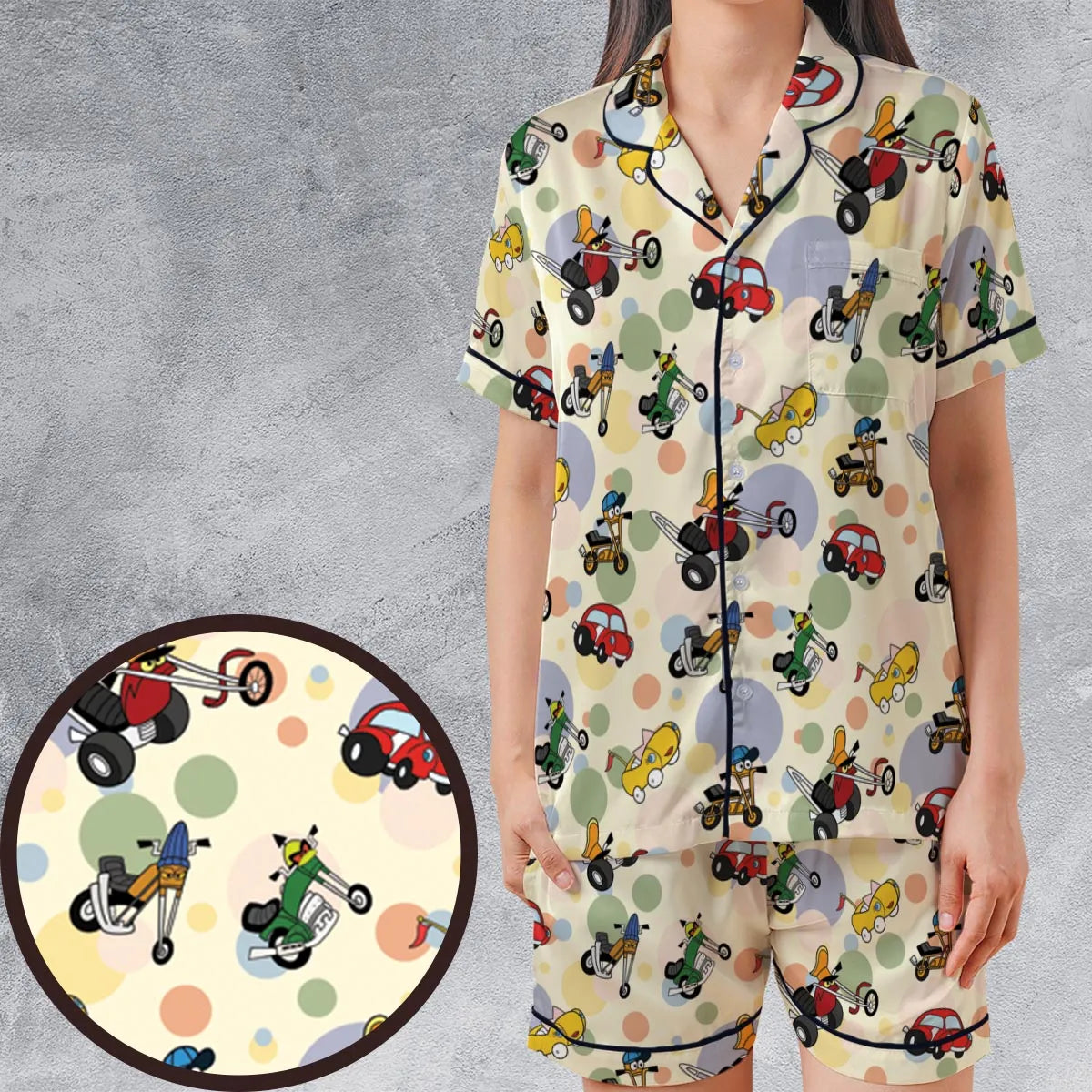 Satin Short-Sleeve Pajamas Set - 5QKZNZAB