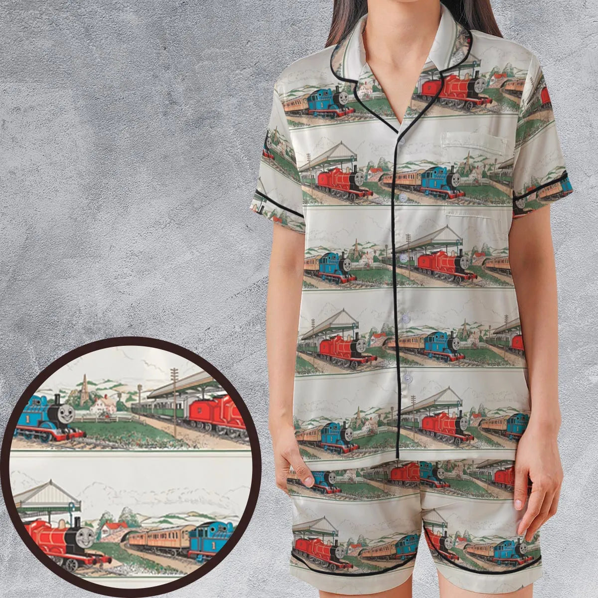 Satin Short-Sleeve Pajamas Set - QSXHFN6Z