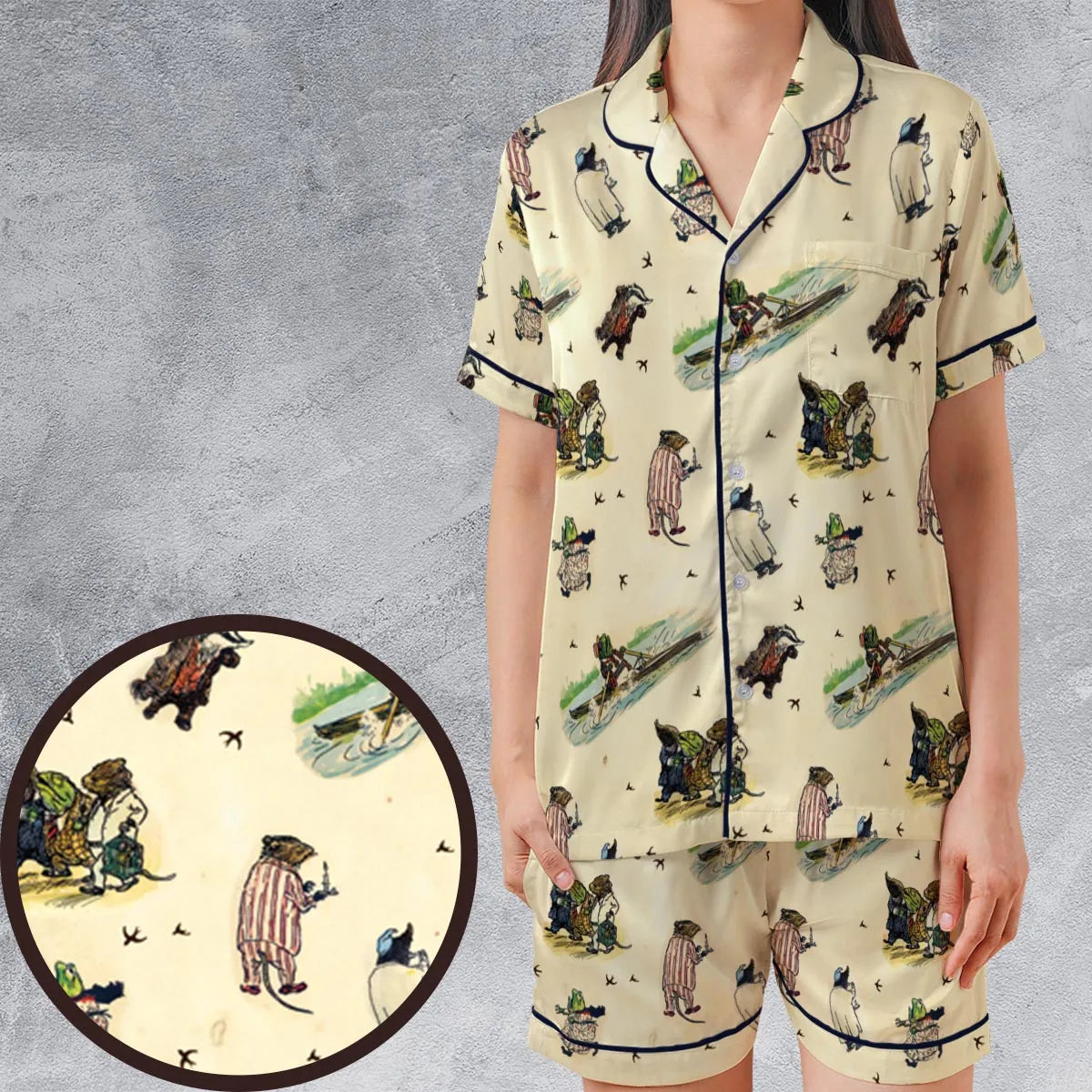 Satin Short-Sleeve Pajamas Set - 18J4Z919