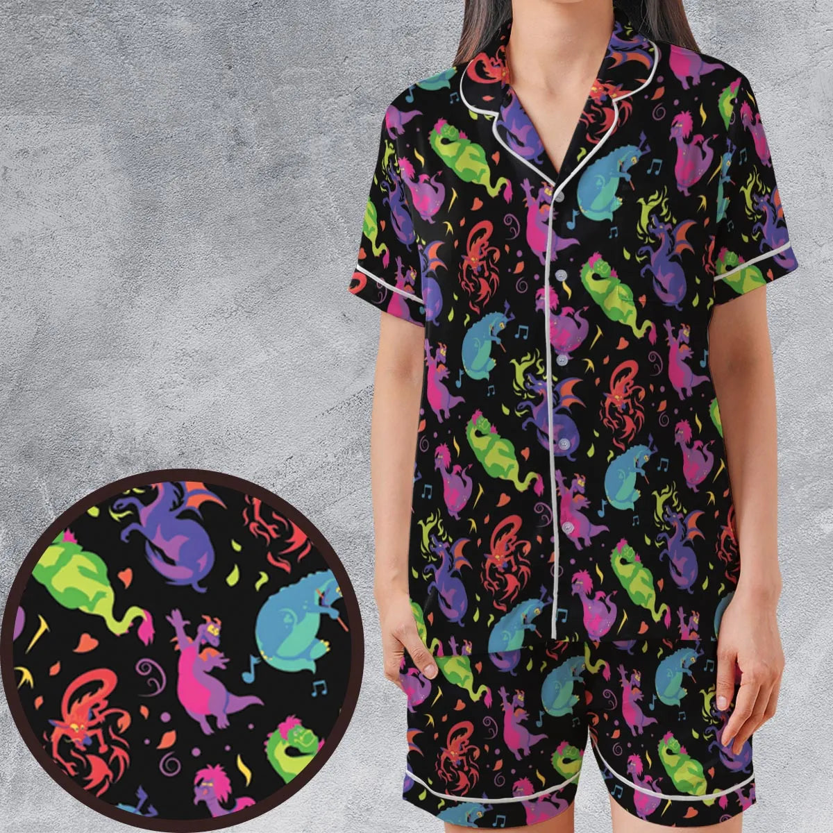 Satin Short-Sleeve Pajamas Set - QW2QJR4N