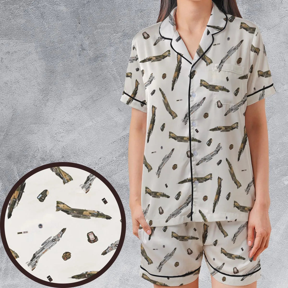 Satin Short-Sleeve Pajamas Set - 4F1DLENQ
