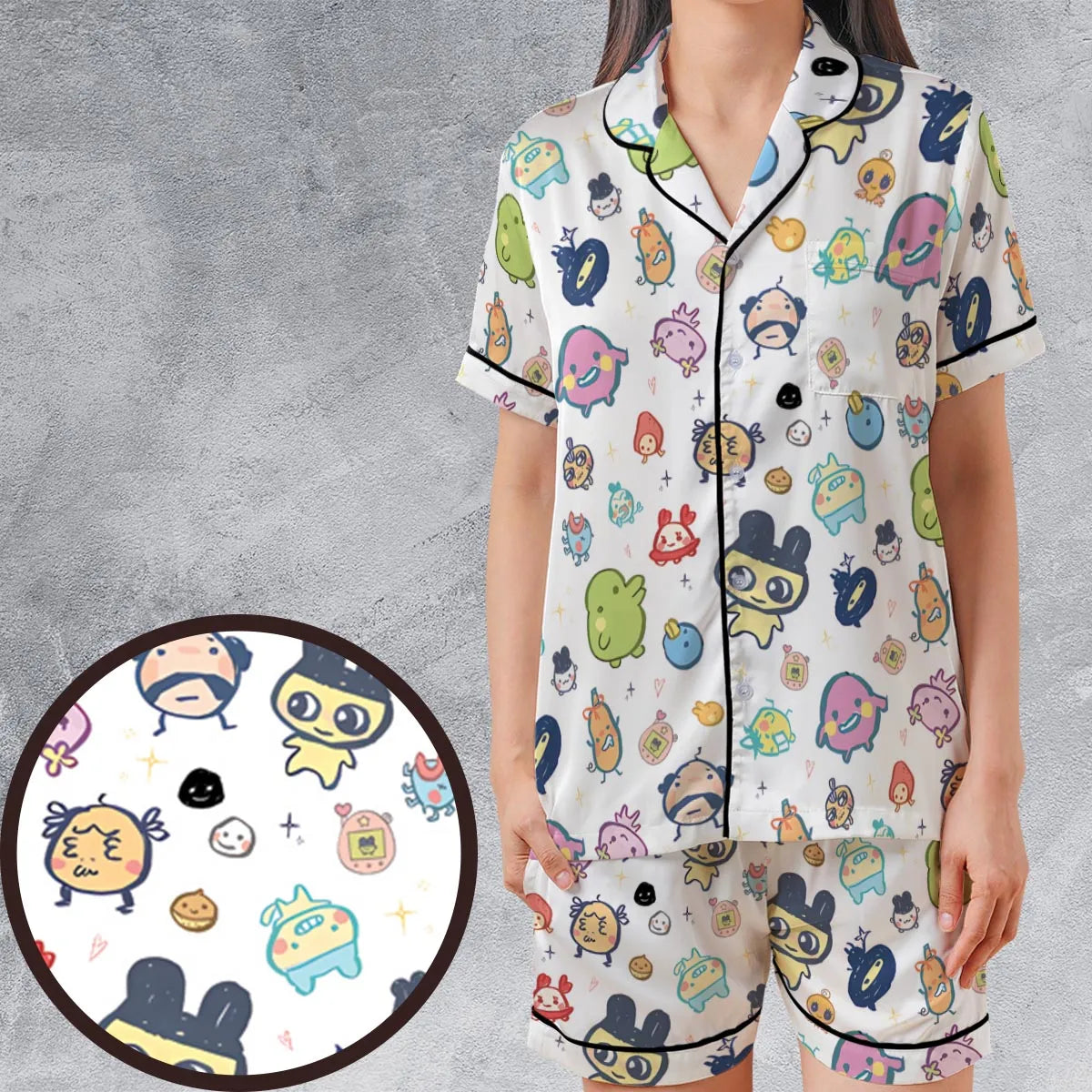 Satin Short-Sleeve Pajamas Set - ZVK4J8QQ