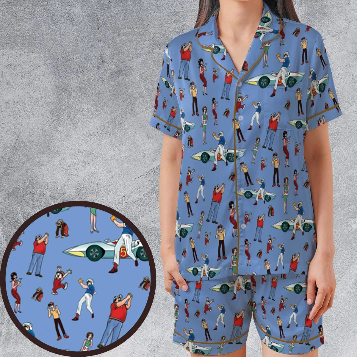 Satin Short-Sleeve Pajamas Set - 7AW9HFXY