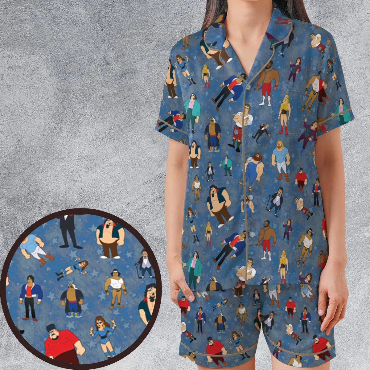 Satin Short-Sleeve Pajamas Set - BEBPD5X8