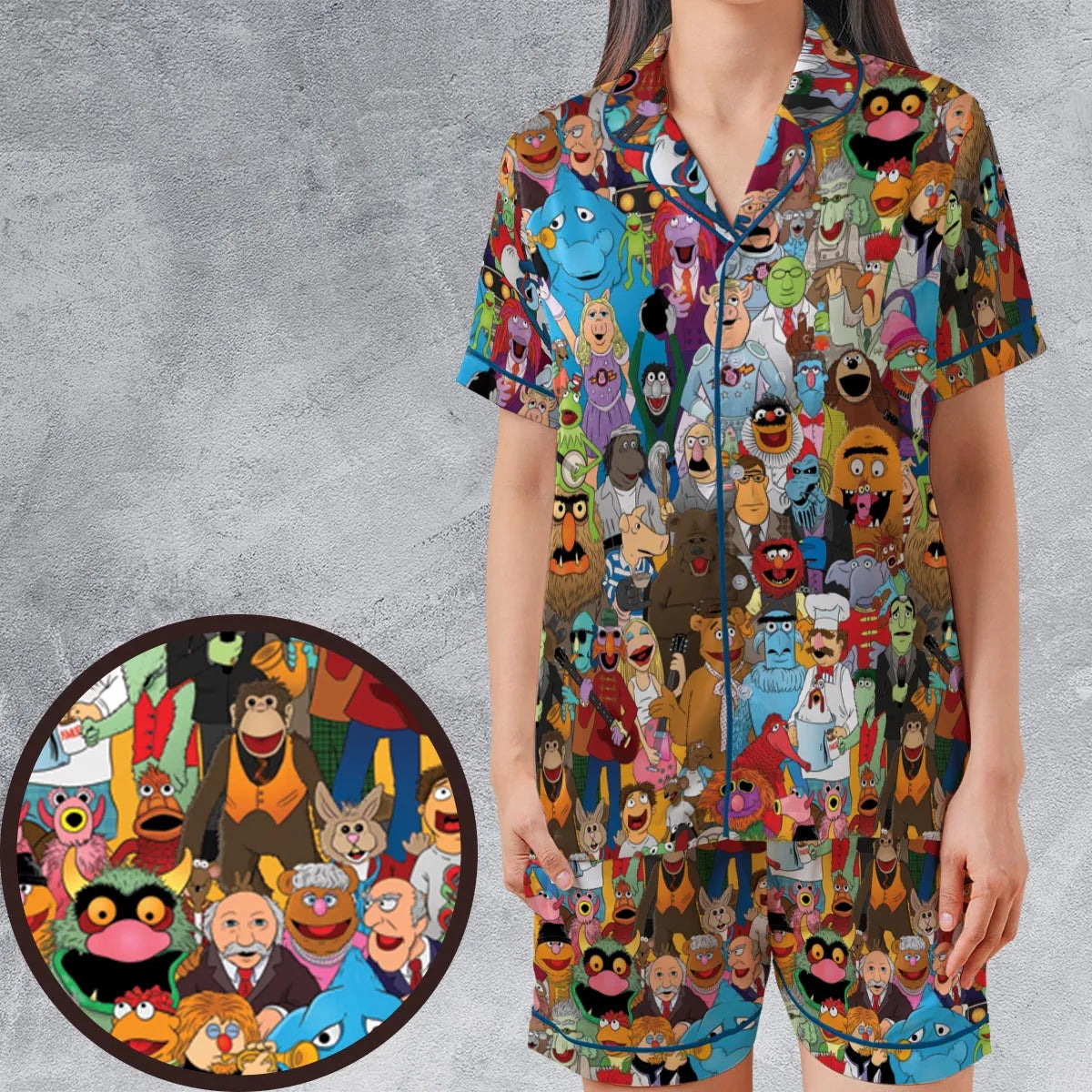Satin Short-Sleeve Pajamas Set - CRPAHKKL