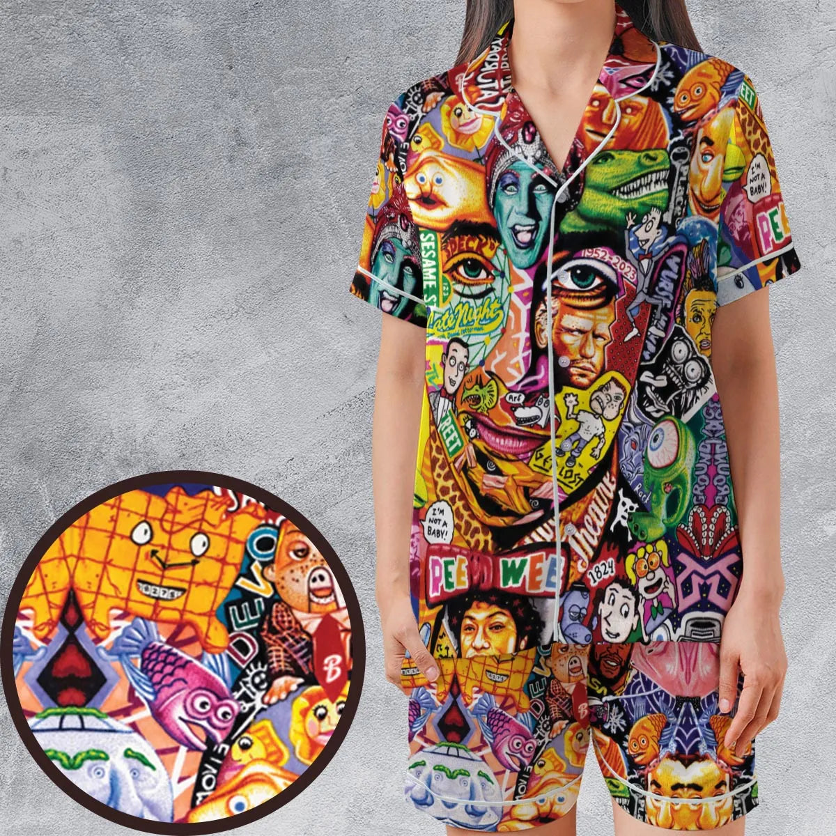 Satin Short-Sleeve Pajamas Set - 5GMXWG17