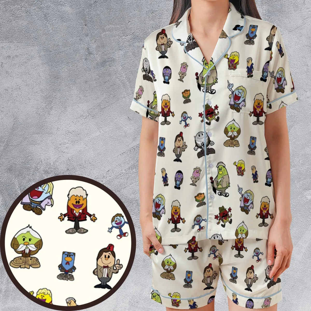 Satin Short-Sleeve Pajamas Set - Z67UPWE5