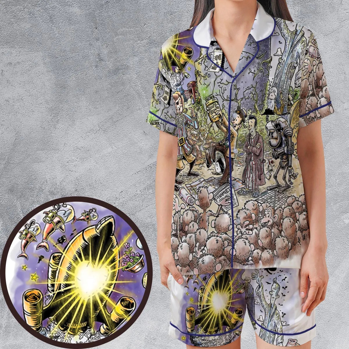 Satin Short-Sleeve Pajamas Set - QJWRQ3CY