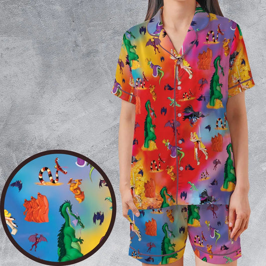 Satin Short-Sleeve Pajamas Set - GH334XMP