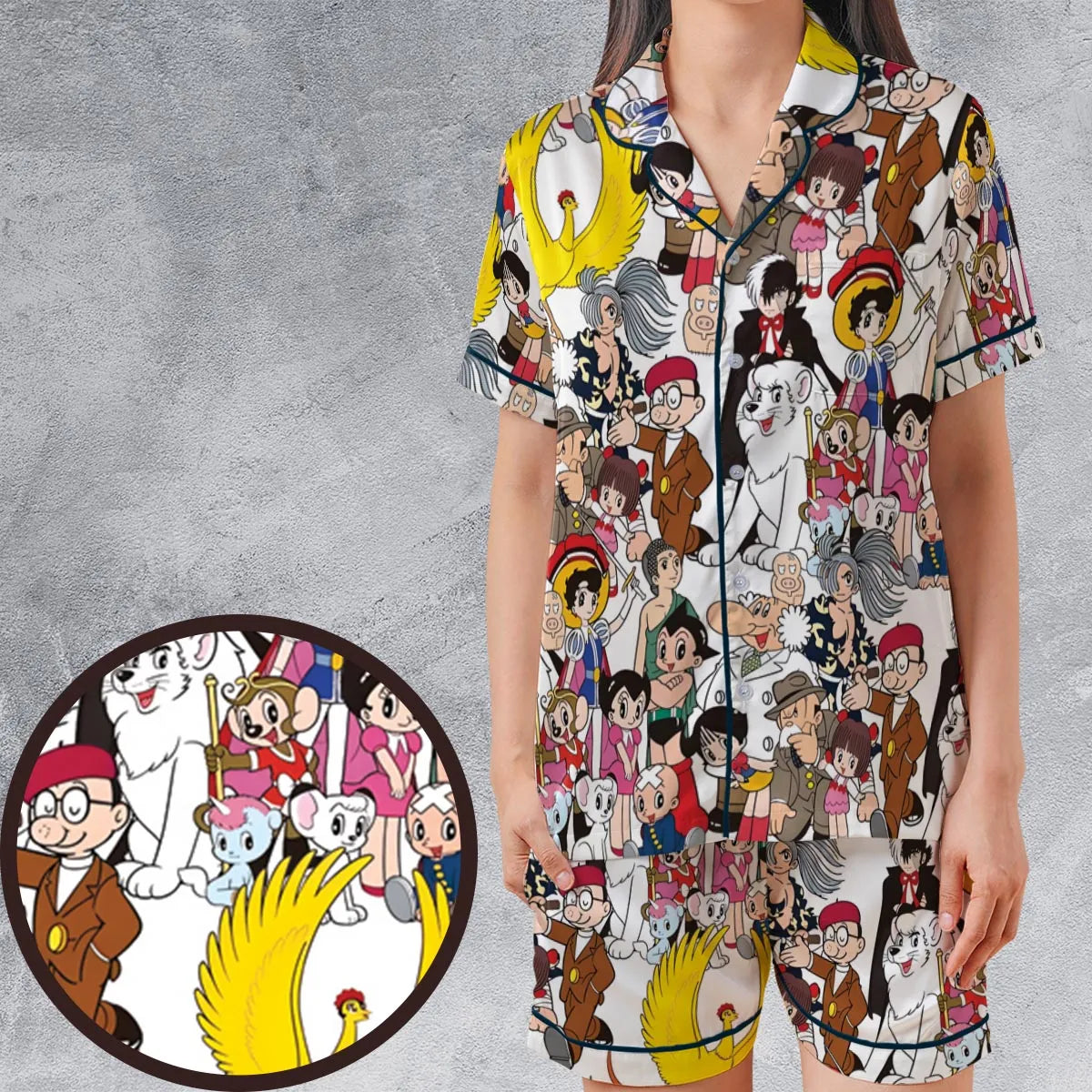 Satin Short-Sleeve Pajamas Set - 43E7CMQ1