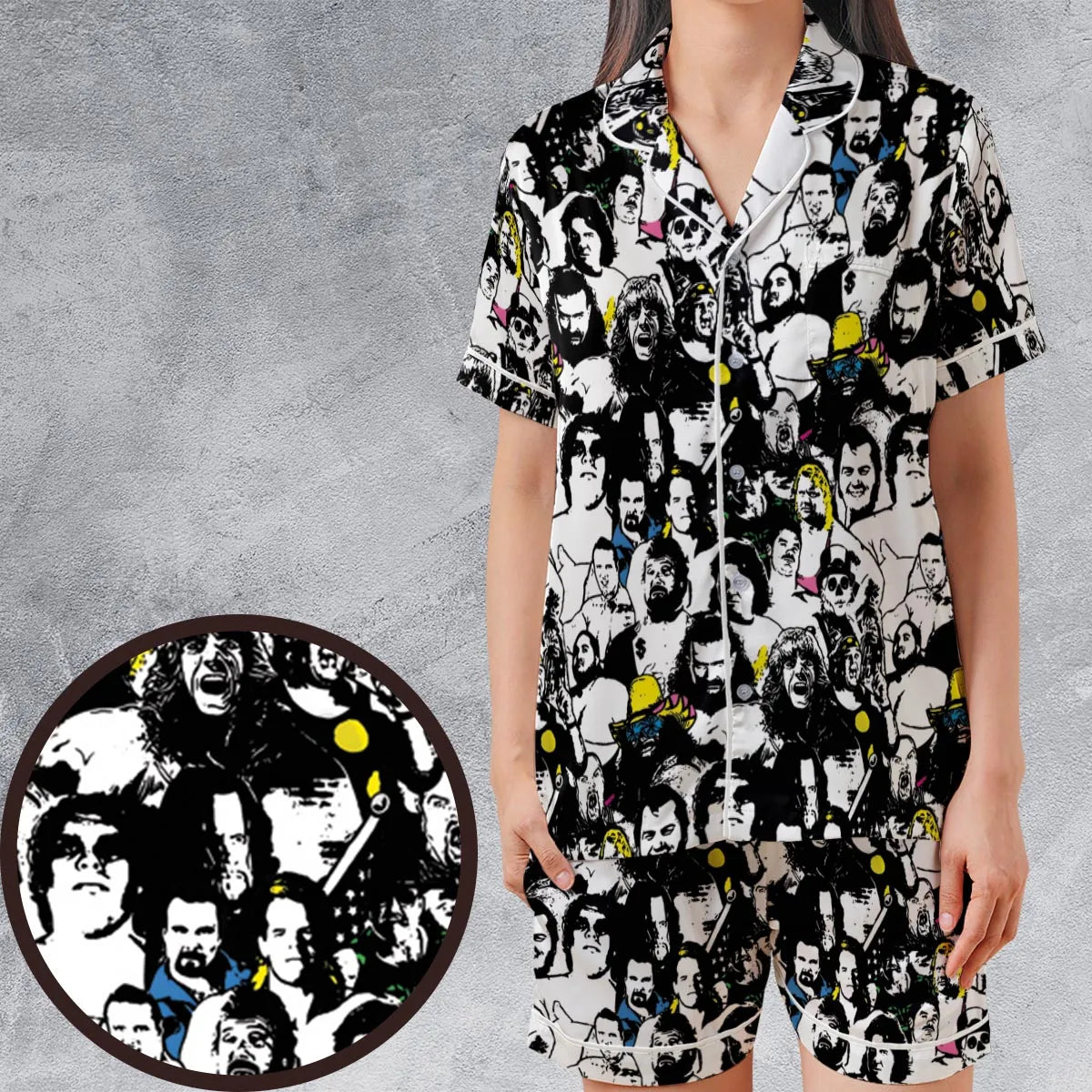 Satin Short-Sleeve Pajamas Set - E7BVA8QX