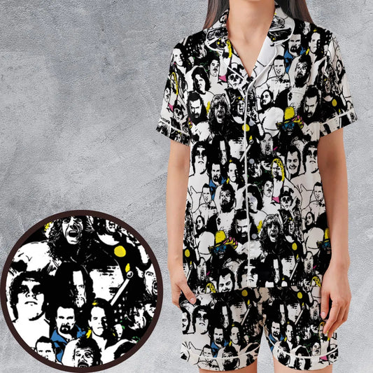 Satin Short-Sleeve Pajamas Set - E7BVA8QX