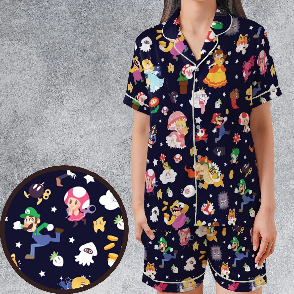 Satin Short-Sleeve Pajamas Set - MLCQ7HFQ
