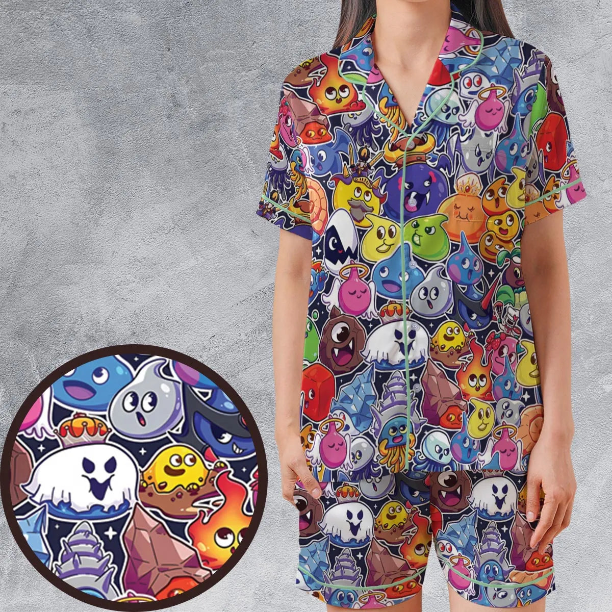 Satin Short-Sleeve Pajamas Set - SYVKU6ED