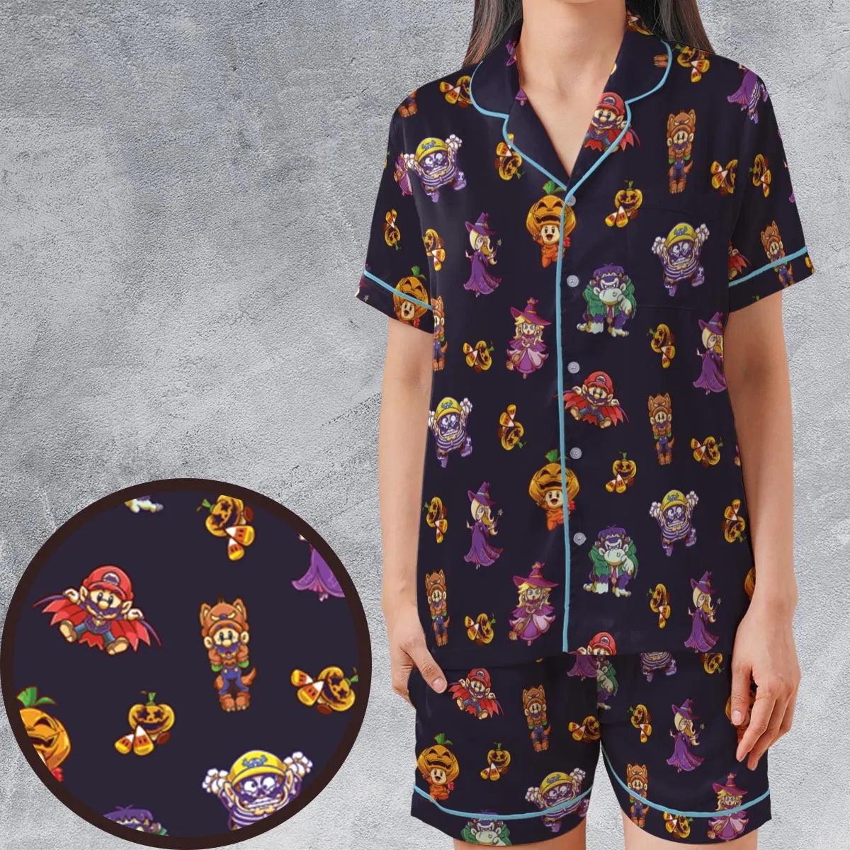 Satin Short-Sleeve Pajamas Set - SNDQBE4T