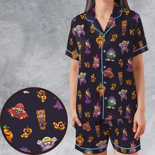 Satin Short-Sleeve Pajamas Set - SNDQBE4T