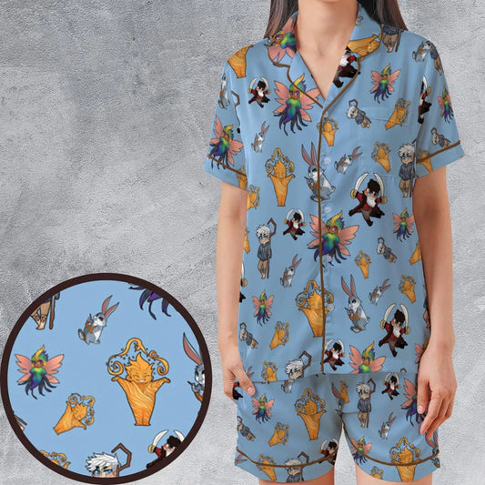 Satin Short-Sleeve Pajamas Set - GGCJGRBC