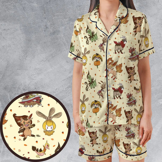 Satin Short-Sleeve Pajamas Set - W18G5VMV