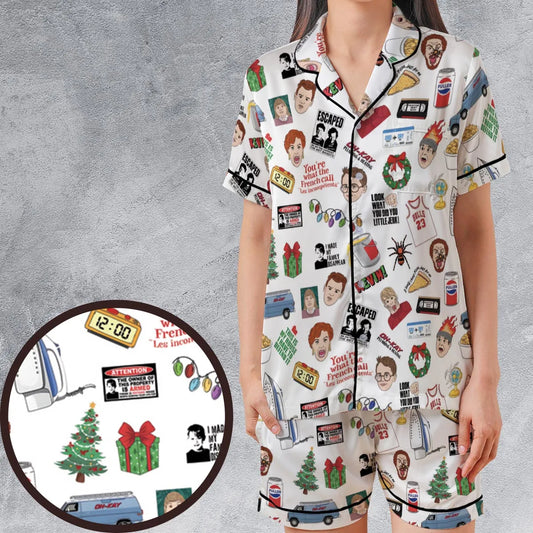 Satin Short-Sleeve Pajamas Set - YPQFYMZC